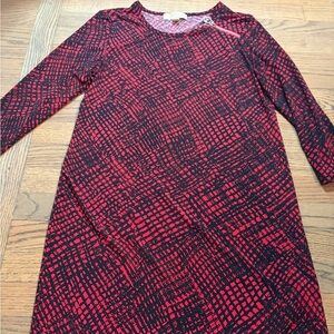Michael Kors Red & Black Print Sheath Dress | Size M